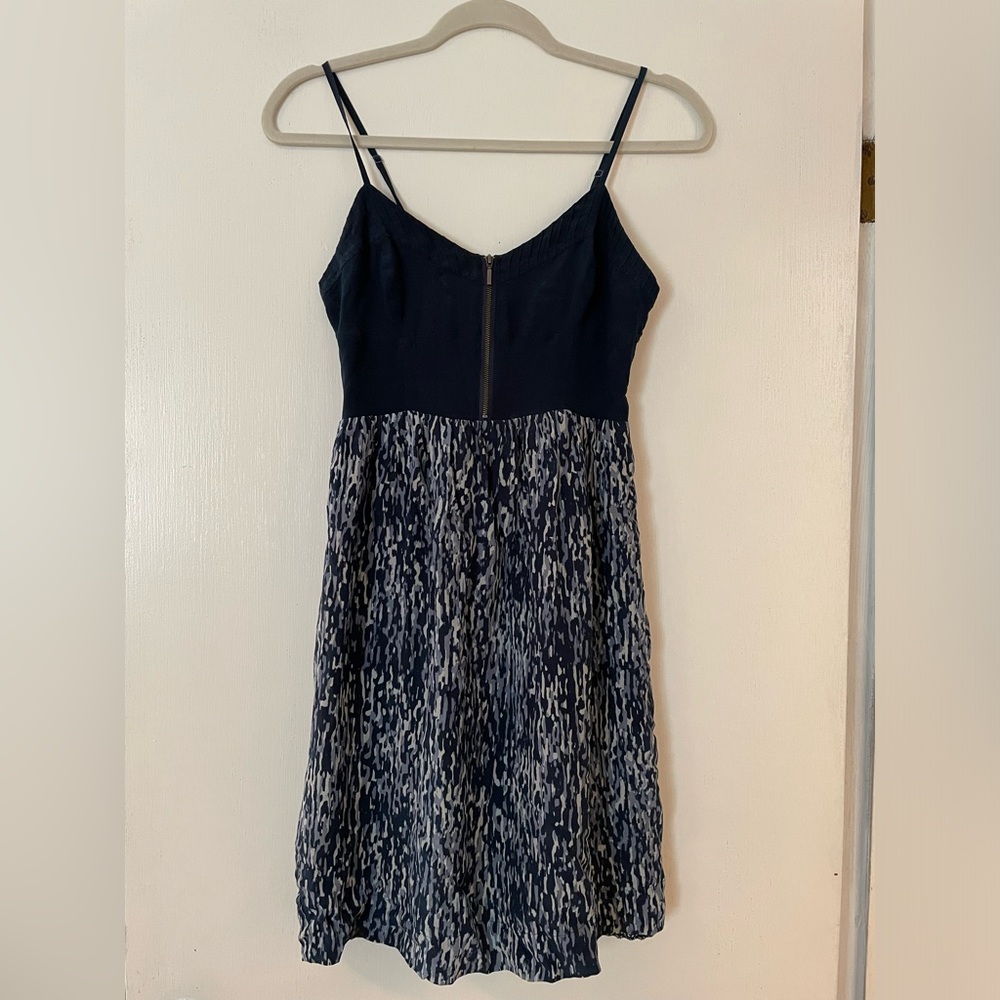 Moulinette Soeurs silk empire waist navy blue dress